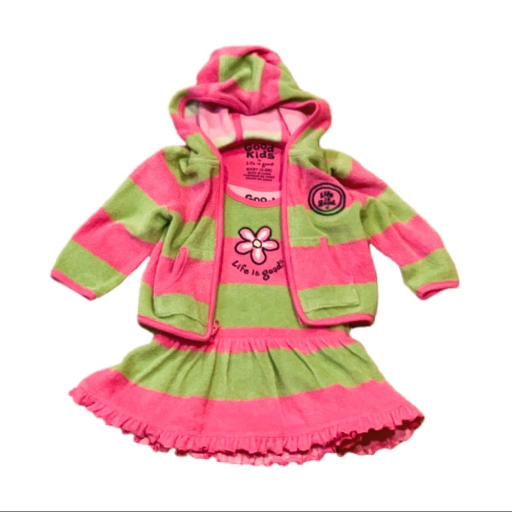 Y2K pink and green two piece towelling set 3-6M